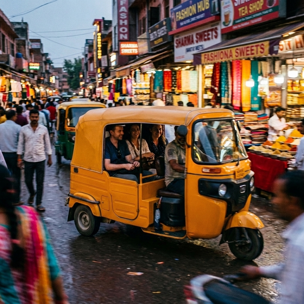 Plain unbranded auto rickshaw before advertising